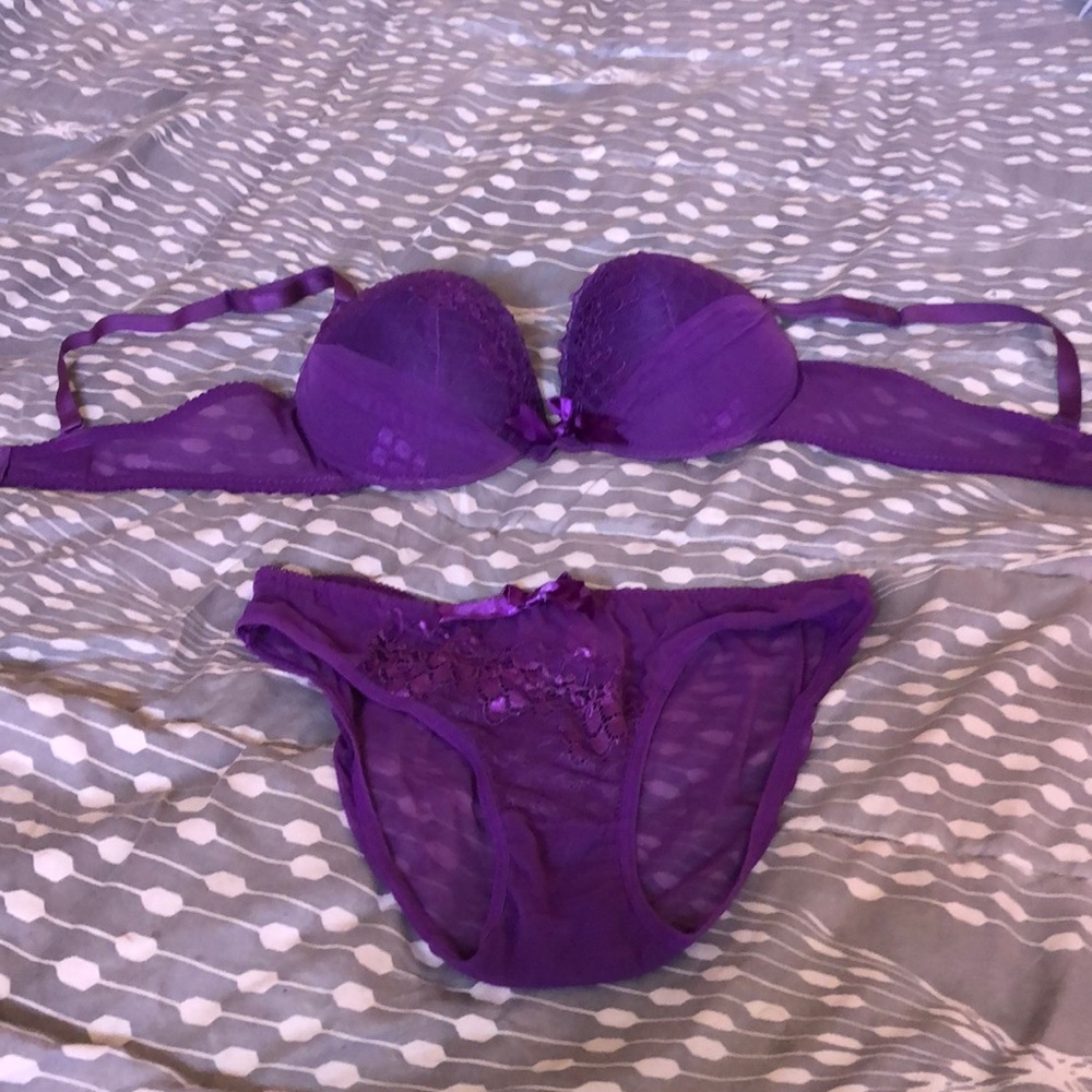 Purple bra and underwear set.